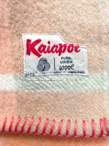 Soft Melon & Sage Kaiapoi SMALL SINGLE New Zealand Wool Blanket
