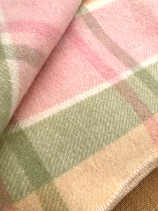 Sorbet Pastel Lightweight Check DOUBLE Wool Blanket - Fresh Retro Love NZ Wool Blankets