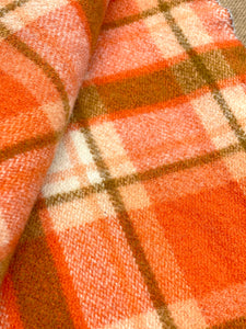 Retro Orange & Olive SINGLE NZ Wool blanket  - Classic 70's