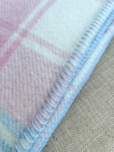 Load image into Gallery viewer, Pink &amp; Blue Classic Check SINGLE New Zealand Wool Blanket.
