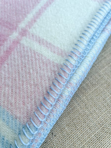 Pink & Blue Classic Check SINGLE New Zealand Wool Blanket.