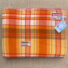 Load image into Gallery viewer, Cheerful Orange and Pink DOUBLE Extra Long NZ Wool blanket
