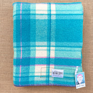 Turquoise & Purple Thick SINGLE New Zealand Wool Blanket