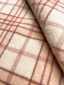 Blush Pink & Cream Thick SINGLE Pure Wool Blanket