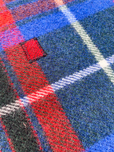 Fluffy & Soft  Blue & Red Tartan TRAVEL RUG New Zealand Wool Blanket