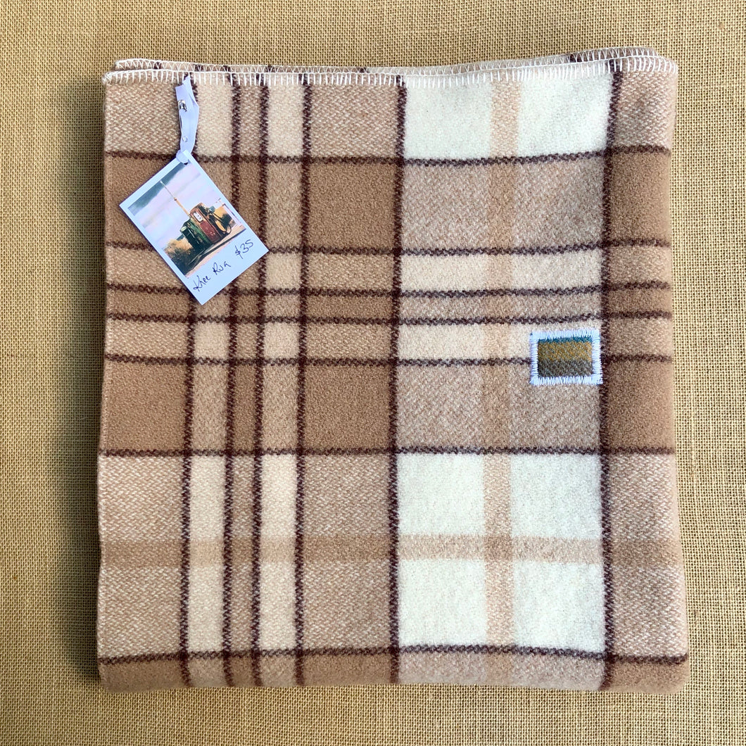 KNEE/OFFICE/PRAM blanket in warm check colours - Fresh Retro Love NZ Wool Blankets