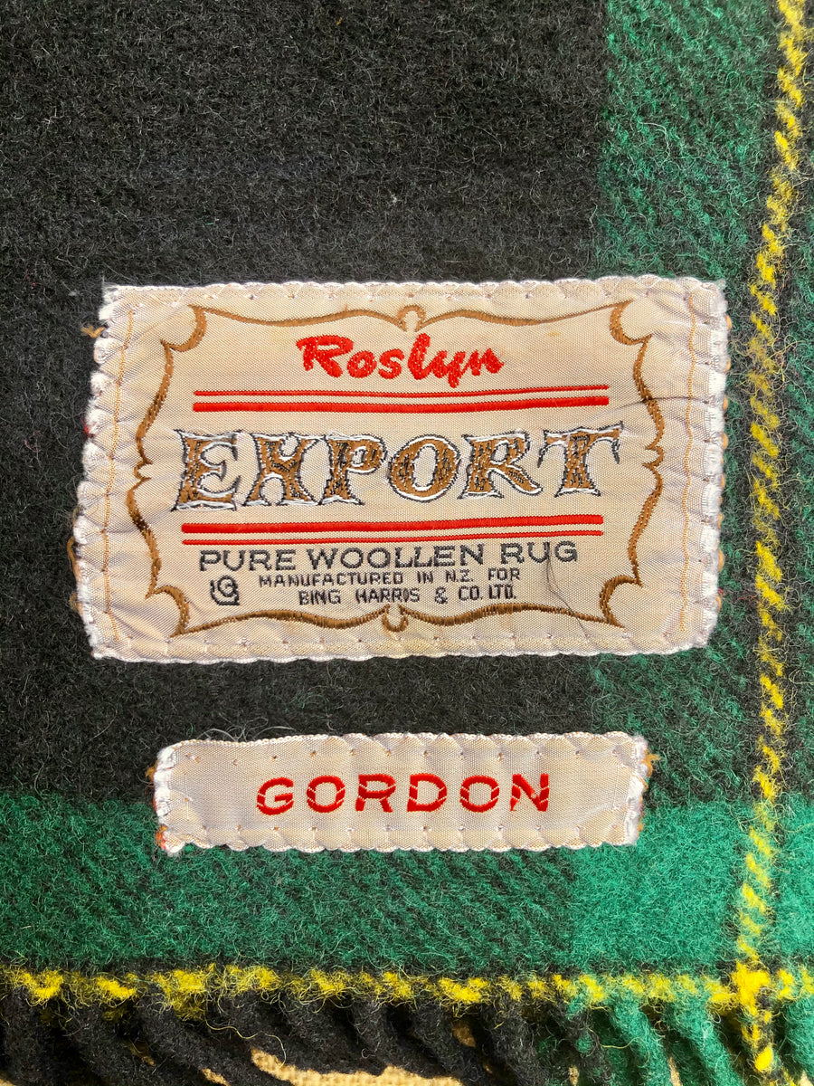 Vintage GORDON Clan Tartan TRAVEL RUG New Zealand Wool by Roslyn ...