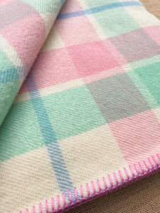 Soft Pink & Mint SINGLE New Zealand Wool Blanket