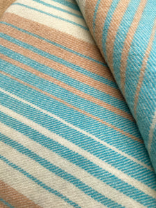 Teal & Warm Brown Stripe KING SINGLE New Zealand Wool Blanket.