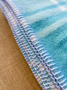 Mint & Cream Check Small SINGLE Roslyn Pure Wool Blanket