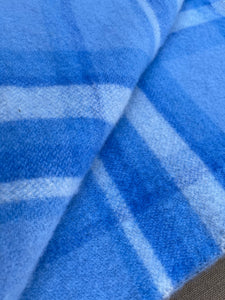 Super Soft & Thick KING SINGLE in Blue Check New Zealand Wool Blanket
