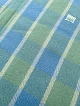 Load image into Gallery viewer, Blue &amp; Green Check **BARGAIN** SINGLE New Zealand Wool Blanket.
