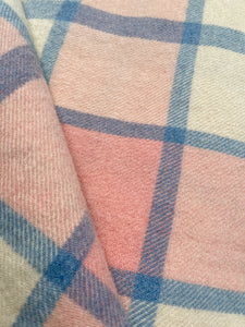 Pink and Blue Check DOUBLE Napier Woollen Mills Vintage NZ Wool Blanket.