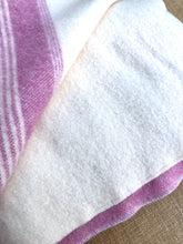 Load image into Gallery viewer, Classic KNEE/BABY Blanket in Cream with Rouge Pink Stripe - Fresh Retro Love NZ Wool Blankets
