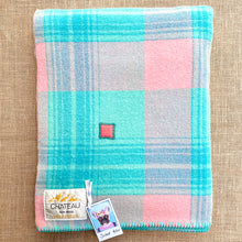 Load image into Gallery viewer, Turquoise &amp; Pink SINGLE New Zealand Wool Blanket
