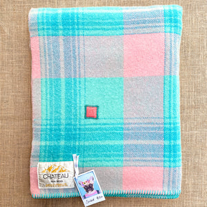 Turquoise & Pink SINGLE New Zealand Wool Blanket