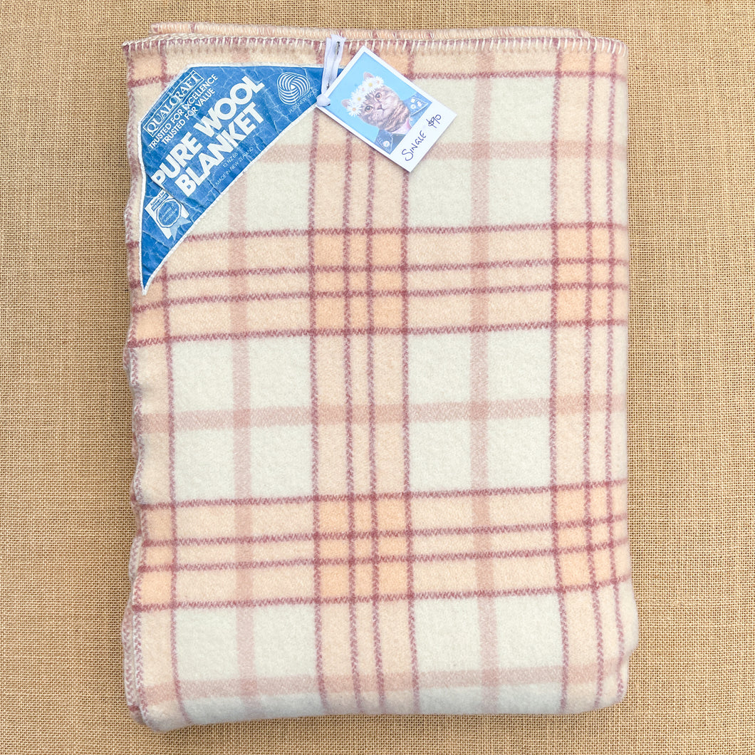 ***SPECIAL*** Blush Pink & Cream Qualcraft SINGLE Pure Wool Blanket
