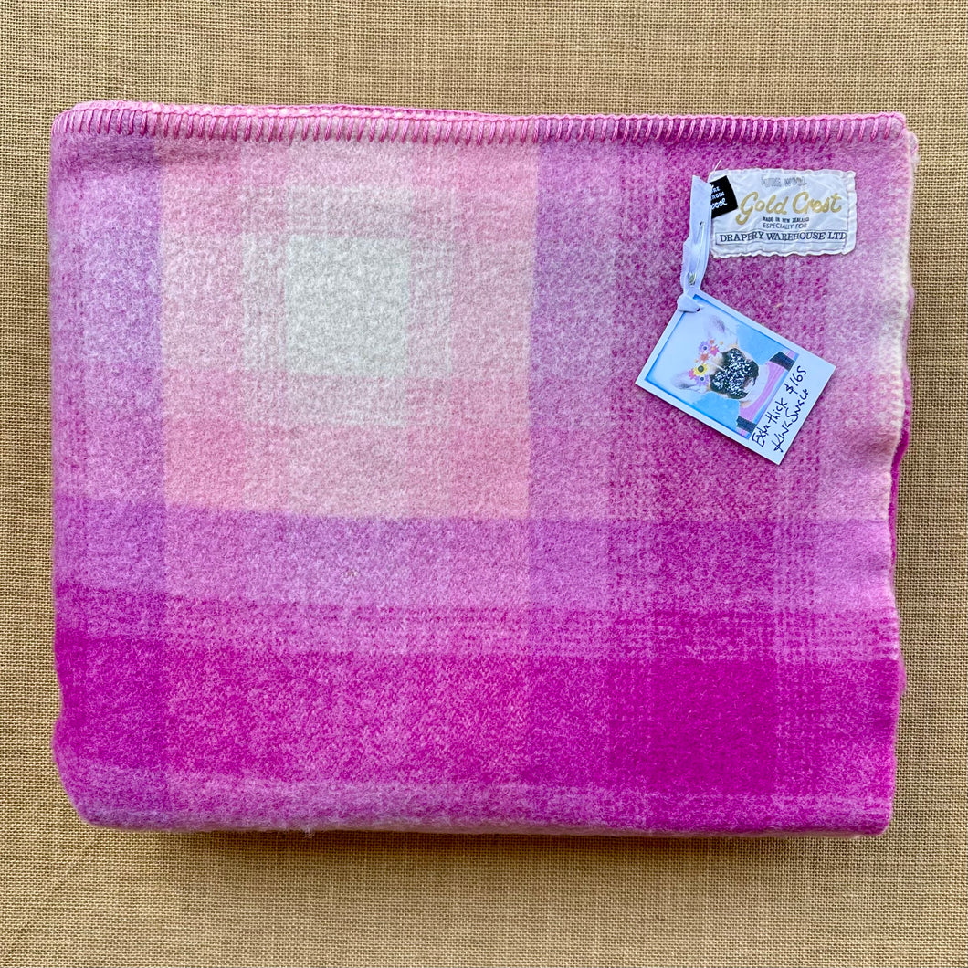 Bright Pink/Purple KING SINGLE Wool Blanket - Extra Thick!