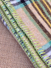 Load image into Gallery viewer, Stunning Olives &amp; Golds KNEE/COT NZ Wool Blanket with Embroidered Hearts
