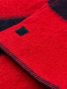 Ultra Thick Firetruck Red American Made KING SINGLE Pure Wool Blanket