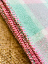 Load image into Gallery viewer, Soft Pastel Mint and Pink KING SINGLE Pure NZ Wool Blanket
