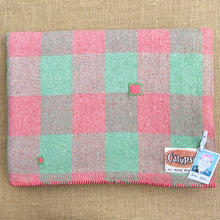 Load image into Gallery viewer, Mint and Rouge Check Calypso QUEEN New Zealand Wool Blanket
