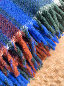 Fluffy & Soft  Blue & Red Tartan TRAVEL RUG New Zealand Wool Blanket