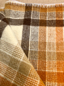 Thick Brown Check Winter Weight SINGLE New Zealand Wool Blanket - Fresh Retro Love NZ Wool Blankets