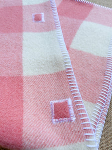 Pink & Cream Check KNEE/THROW New Zealand Wool Blanket