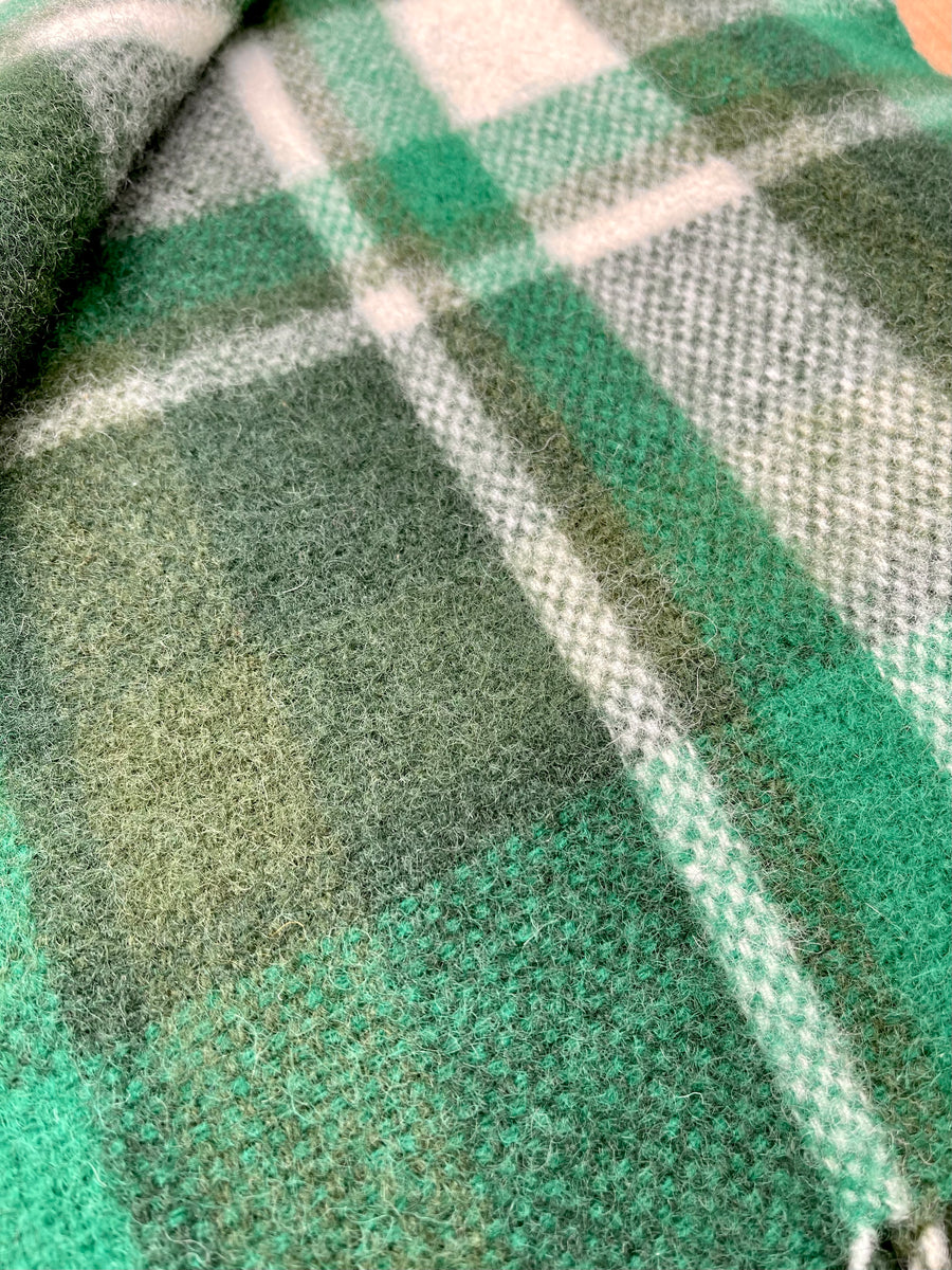 Super soft emerald greens TRAVEL RUG New Zealand Wool – Fresh Retro Love