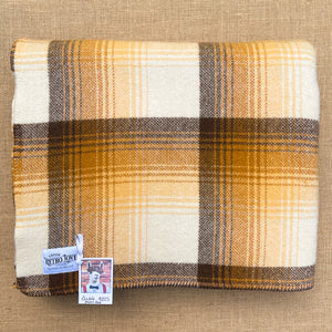 Extra Thick DOUBLE New Zealand Wool Blanket Warm Brown Check
