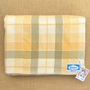Butter Yellow & Olive DOUBLE/QUEEN New Zealand Wool Blanket