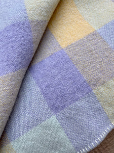 Lightweight pretty lavender & butter DOUBLE Pure Wool Blanket.
