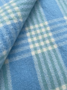 Thick Blue & Teal Check SINGLE Pure NZ Wool Blanket