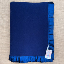 Load image into Gallery viewer, Dark Navy SINGLE Pure Wool Blanket with beautiful Satin Trim
