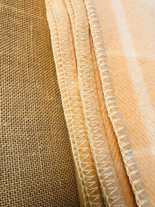 Warm buttery creams SINGLE/THROW Blanket in Check Design - Fresh Retro Love NZ Wool Blankets