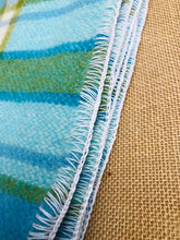 Load image into Gallery viewer, Wondawarm KNEE/COT Blanket in Bright Turquoise with Patch Features - Fresh Retro Love NZ Wool Blankets
